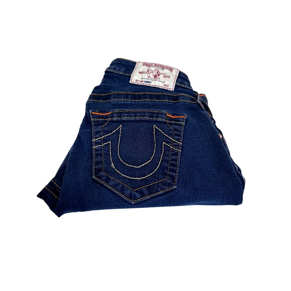 True Religion Womens Curvy Skinny Jeans Size 27 Dark‎ Wash Stretch